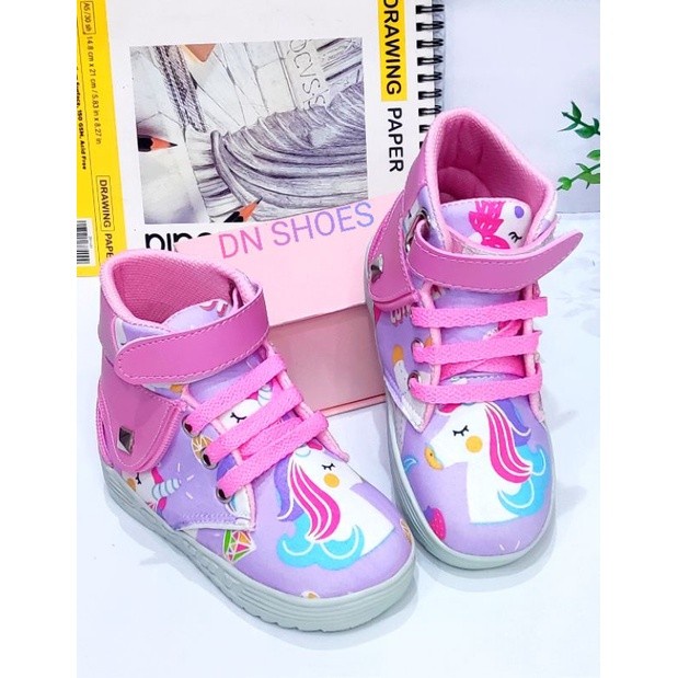 Sepatu Boot Anak Perempuan Motif Unicorn Cute Ungu