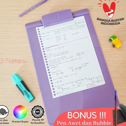 

[E15☆] Topla Clipboard A4 Papan Jalan Ujian Dada Plastik Lucu Alas Ujian F4 Folio Clip Board Hitam Perlengkapan Sekolah Alat Bantu Tulis Nulis!