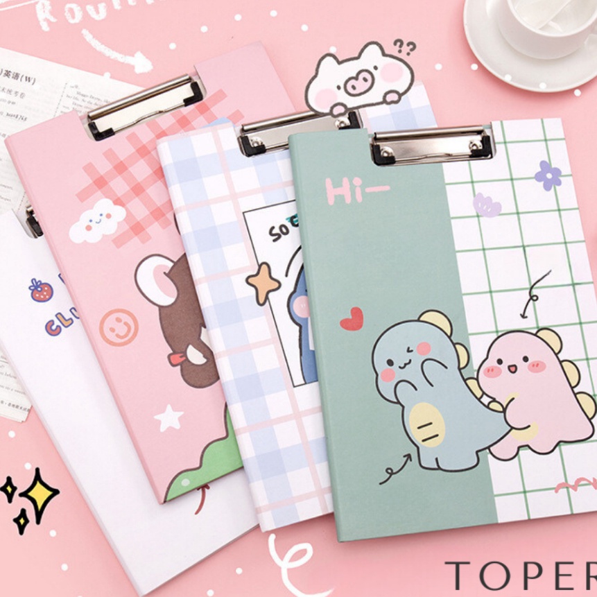 

[V93➸] TOPER Papan Clipboard With Cover Papan Ujian Papan Jalan Aesthetic Karakter Lucu..