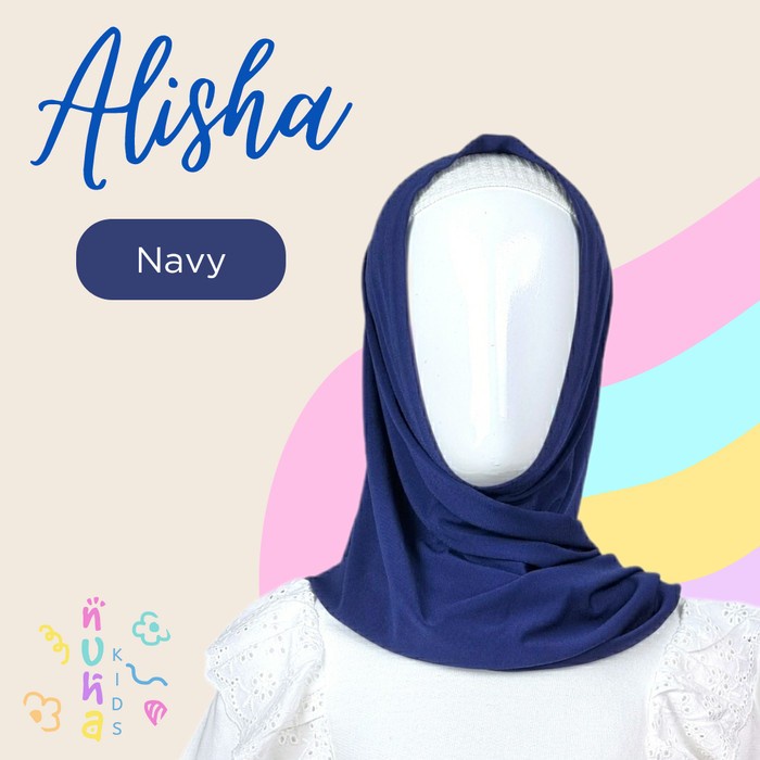 Jilbab Anak Instant Jersey Bergo Hijab Belahan Depan Alisha L