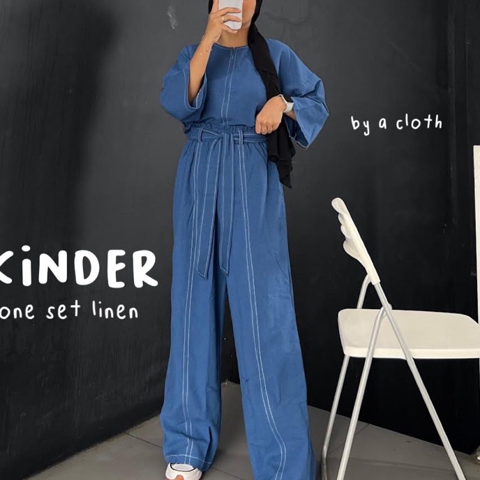 [H3-6✓) Kinder Set Linen - One Set Wanita - Baju Wanita - Blouse Wanita - Celana Kulot - Baju Setela