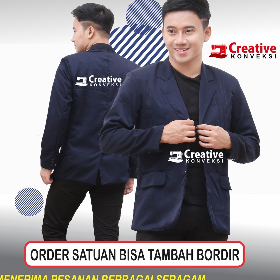 (89J❄➤¶ (BIG PROMO) Jas almamater navy biru dongker  full furing / Jas Pria Slim Fit Formal - non Fo
