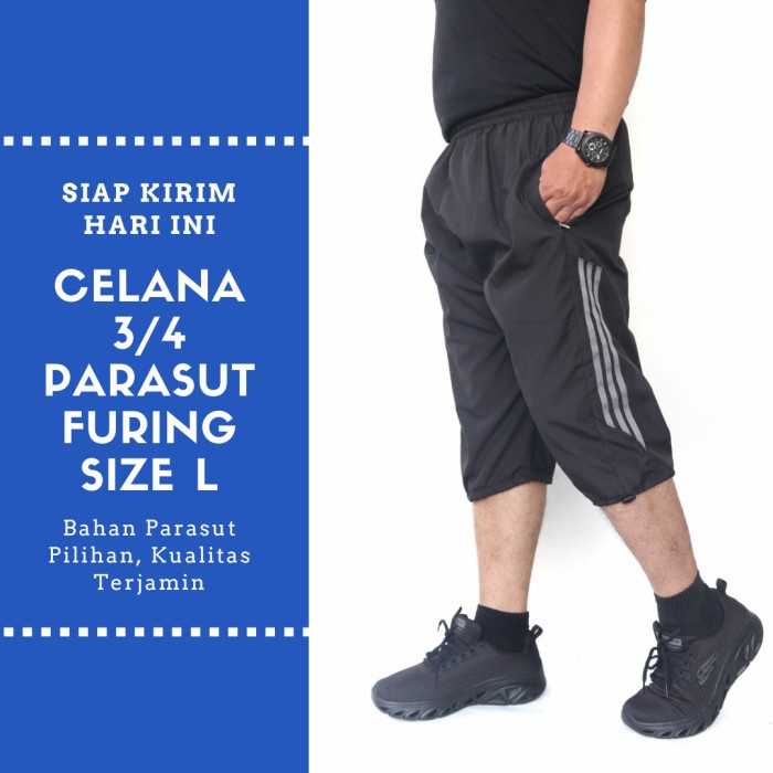 Celana Training Pendek Sontok Pria Bahan Parasut Pakai Furing Size L