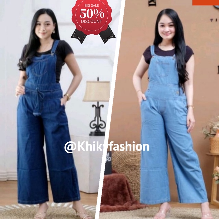 (V83✉] Overall Celana Jeans / Overall Kulot Wanita / Overall Jeans Wanita /Jumpsuit Jeans Wanita / B