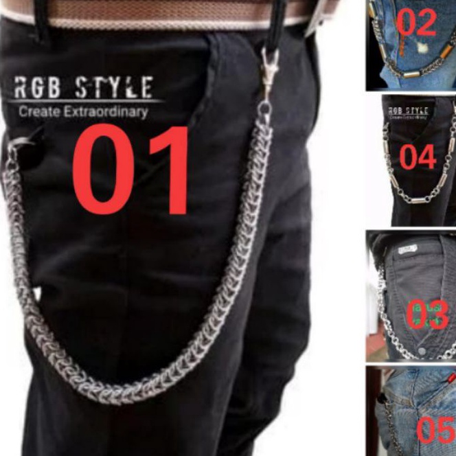 (C4.B☆) Rantai Dompet Pria Baja titanium Style Anti Karat Tali Pengaman Dompet Pria (Garansi Anti ka