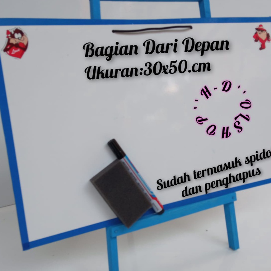 

(X96-㊚> papan tulis anak white board dengan penyangga karakter ukuran 30x50♪..