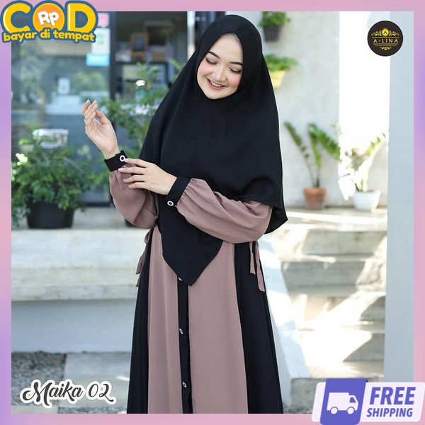 Satu Set Gamis Wanita Terbaru 2024 Gamus Set Polos Remaja Korea Style Bju Drees Gamis 2In1 Branded I
