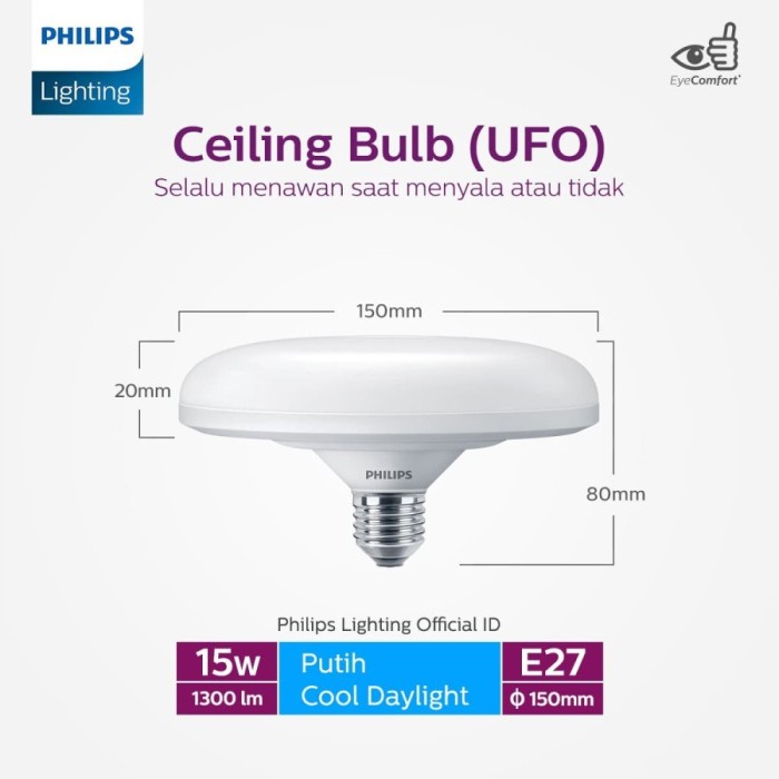 Philips MyCare UFO LEDBulb 15W E27 6500K - Putih
