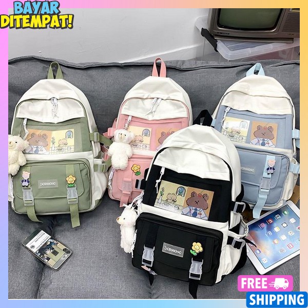0 Tas Ransel Import Terbaru C4517 Tas Ransel Wanita Tas Kuliah Tas Sekolah Bagus Murah Ransel Import