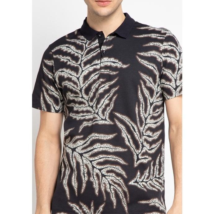 Manzone Polo Shirt Batik Lengan Pendek Padarta - Black