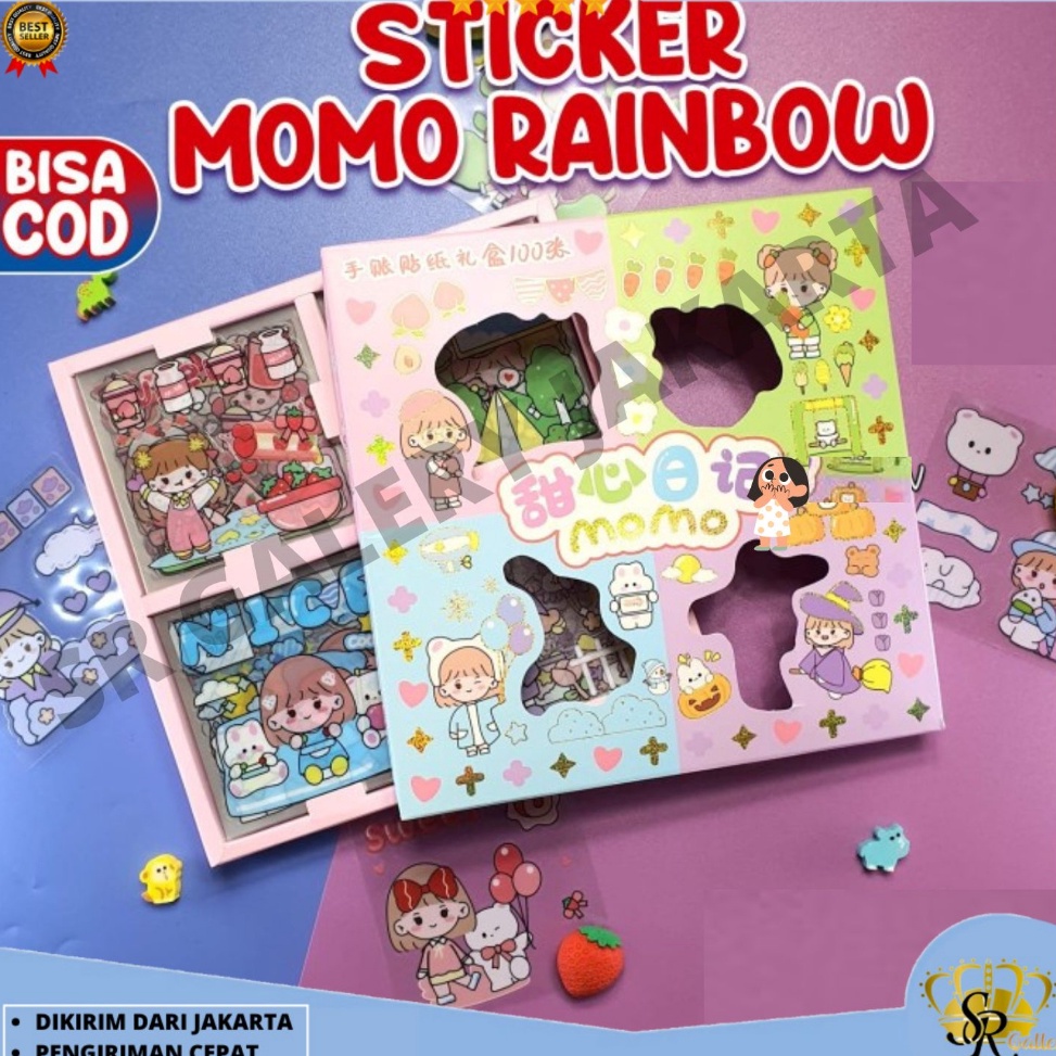 

TPRX0084 Stiker 100 Lembar Sticker 2D Momo Motif Kartun Korea Lucu Anti Air SR