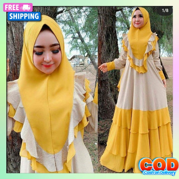 1 Set Pakaian Muslimah Bahan Premium Gamus Omeset Bestseller Dtlan Premium Perempuan Gsmis Muslim Gs