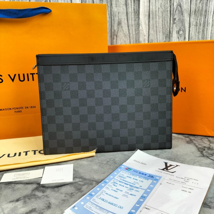 ✨Sale Clutch Bag Tas Tangan Pria Lv80018 Pochette Graphite Miror Terbatas