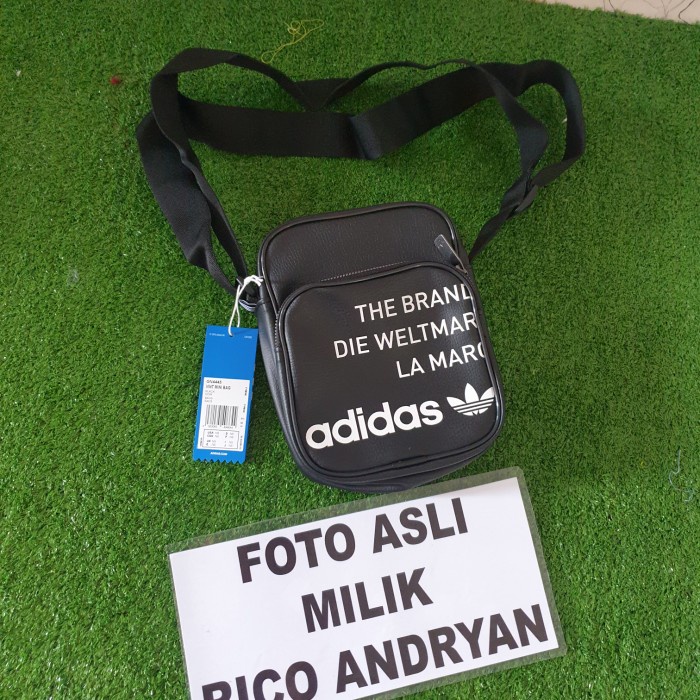 ✨Original Adidas Original Vintage Mini Shoulder Bag Leather Black White Bnwt Diskon