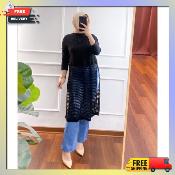 Tunika Cewek Cantik Dreds Bj Tunix Import Premium Pakean Tunik Kuliah Long Dress Bahan Tebal Baj Tni