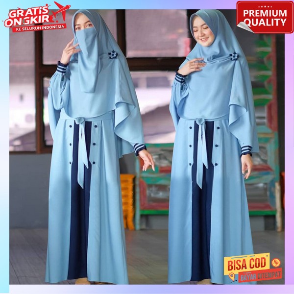 Stlan Gamis Wanita Terbaru 2024 Gamis Dan Kerudung Bju Drees Wamita Gamis 2In1 Branded Setelan Baju 