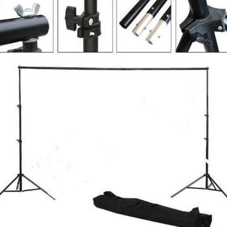 Backdrop Stand Foto Studio Tiang Penyangga Kain Hitam Background Dekor