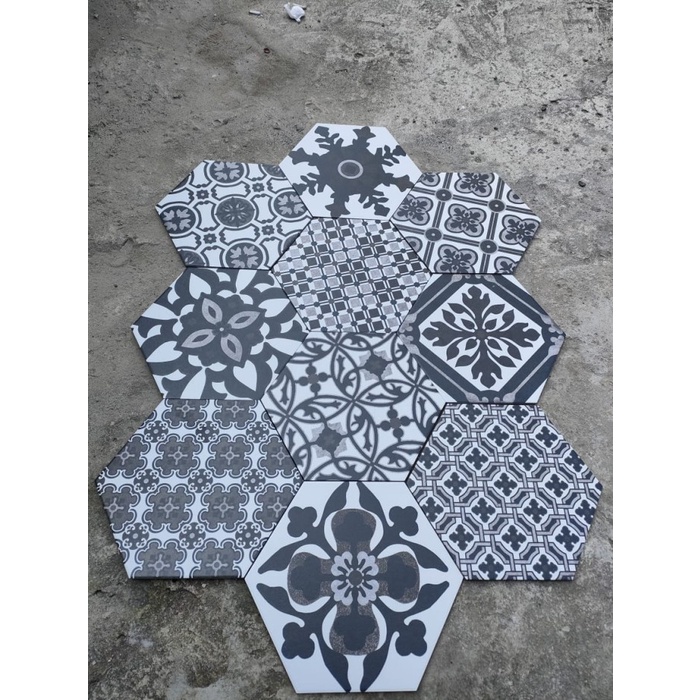 Baru Keramik Lantai Kamar Mandi Hexagonal Type Gh348059 Motif Batik