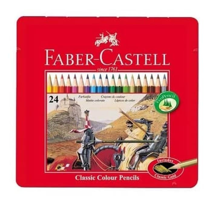 

FABER CASTELL PENSIL WARNA 24 COLOUR KALENG KOTAK TIN CASE MURAH