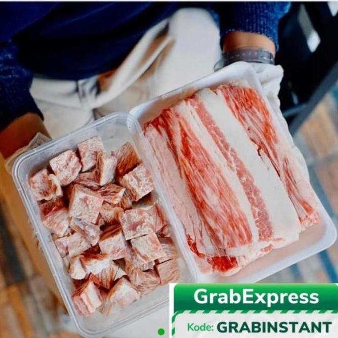 

Top Quality Bundling Beef Wagyu Saikoro 500Gr + Us Shortplate Beef Osscasop