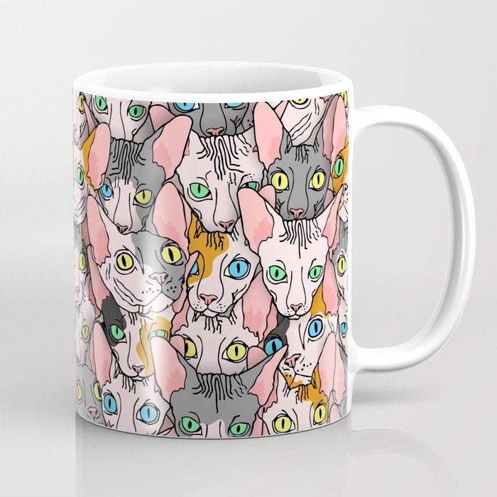 beragam kucing sphynx allover print Mug Kopi