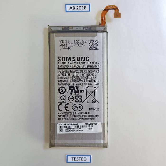 BATERAI BATRAY BATERAY SAMSUNG A8 2018 A530F ORIGINAL COPOTAN