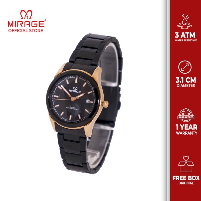 ✅Ori Mirage Jam Tangan Wanita 7570L Black/Rosegold Terbatas