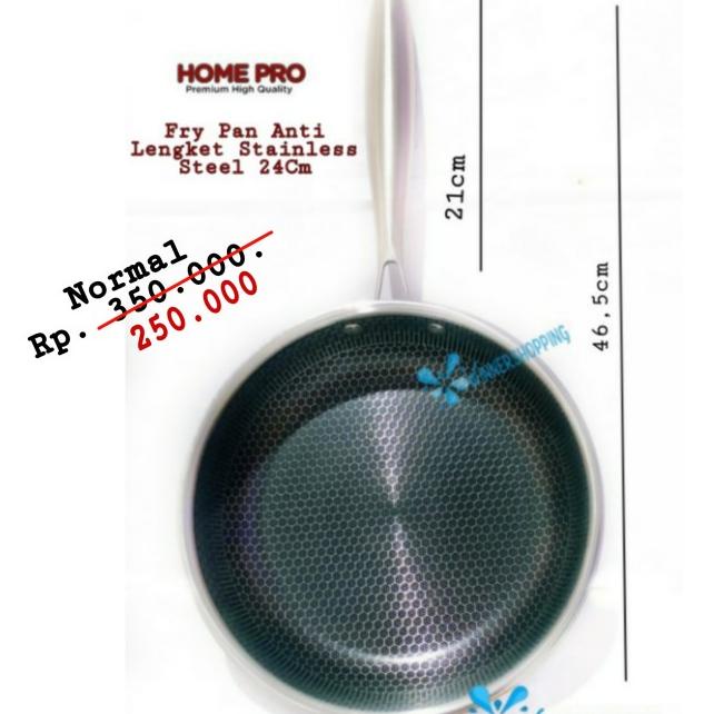 Home Pro Wajan Penggorengan Fry Pan Stainless Steel Anti Lengket 24Cm