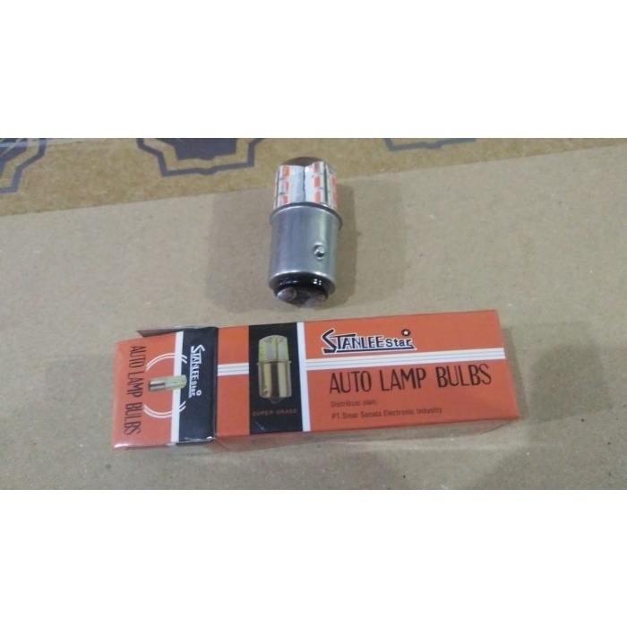 Lampu Bohlam Rem LED Kedip Strobo Merah 12V Kaki 2 Stanlee Star 2616 terbaik