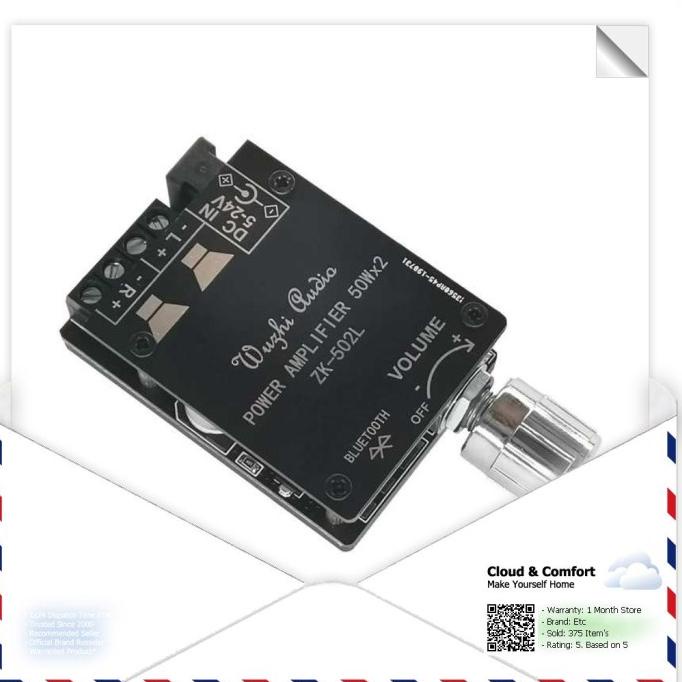 Wuzhi Bluetooth Audio Receiver 5.0 Amplifier Board 50W x 2 - ZK-502L |Bagus|Top