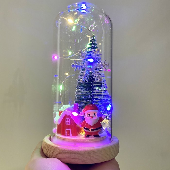 Glass Dome LED Lampu Glassdome Natal Santa Dekorasi Pajangan Christmas