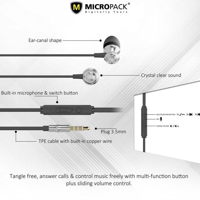 Headset Micropack Stereo In Ear Earphone With Mic - Em-220 Qinalaa