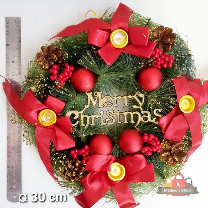 

Krans Natal Tempat 4 Lilin Advent Doa Dekorasi Christmas Wreath Gift Original
