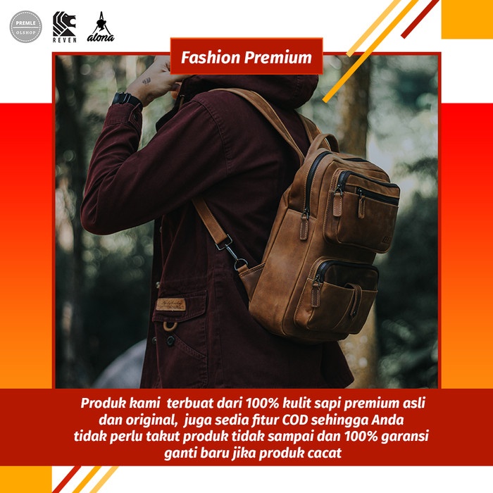Tas ransel kulit pria backpack pria asli branded premium tahan air casual cowok keren