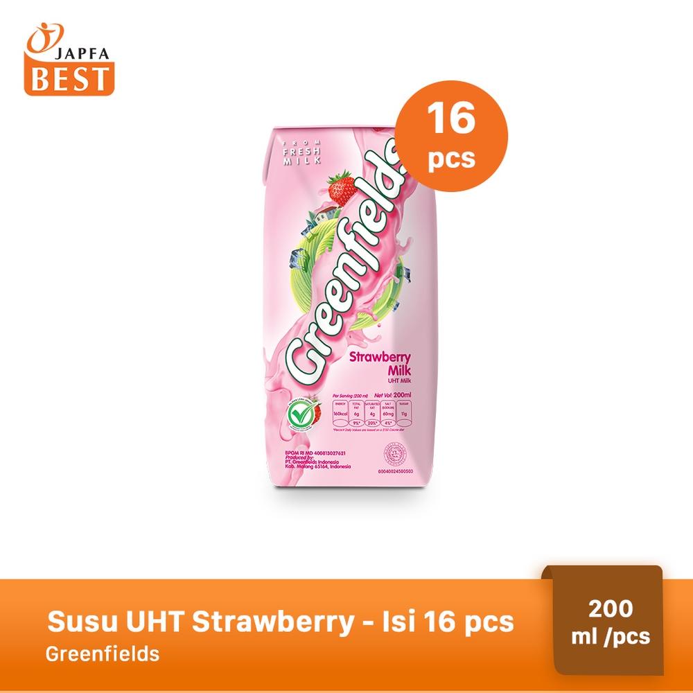 

| susu greenfields uht strawberry 200 ml - isi 16 pcs