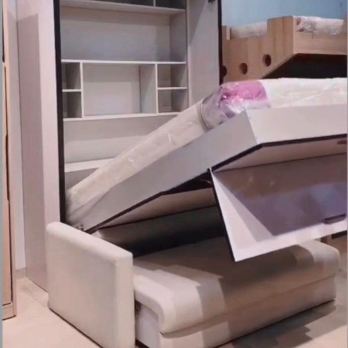 Terlaris Engsel Hidrolik Wall Bed Ranjang Lipat Plus Sofa Hwb 160 Vertical Sofa