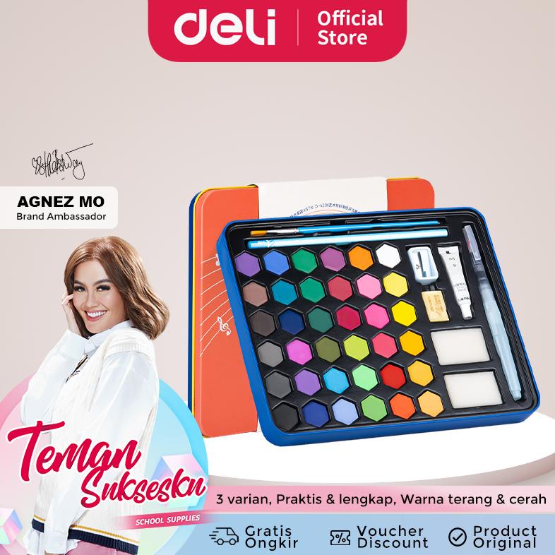 

Deli Solid Watercolor Paint / Set Cat Air Padat Warna Terang Dengan Kuas Air Otomatis 73936-X