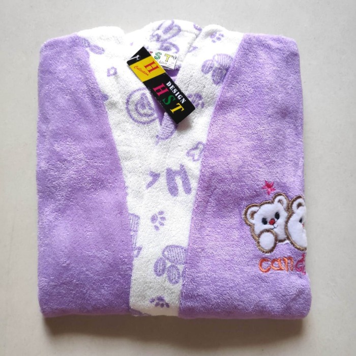 Kimono Handuk Kimono Anak Size L / 6-8 Tahun / Jubah Mandi / Baju Handuk Anak - Ungu Muda(U0Z3) Kimo