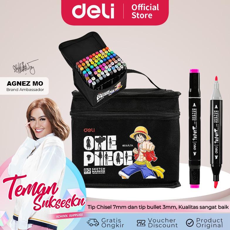 

Deli One Piece Sketch Marker / Spidol Sketsa One Piece Double Dual Tip 30 60 80 Warna Alcohol Based Warna Cerah EC180-X