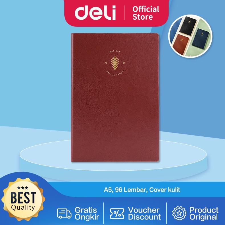 

Deli Leather Cover Notebook / Buku Catatan / Agenda Sampul Kulit A5 96 Lembar Hard Cover Simple EN116L