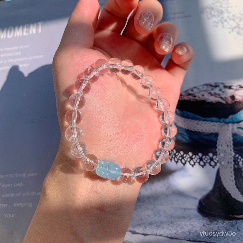 Desain Asli Kristal Putih Alami Aquamarine Pakaian WanitaDIYGrosir Perhiasan Wanita Grosir Pabrik Gelang