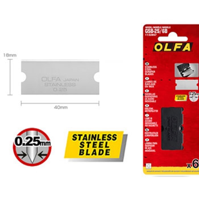 

REFILL KAPE GSR-2 OLFA GSB-2S/6B SPARE BLADES FOR GLASS SCRAPER