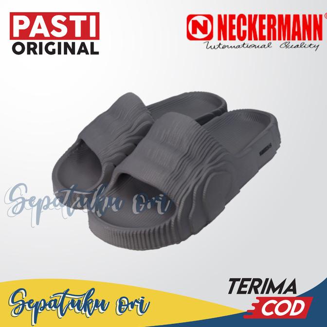 Sandal Pria Slop Neckerman Grey Original | Sendal Slide Selop Karet