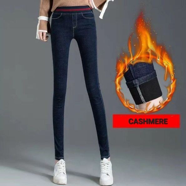 Manchu Winter Thermal Pants Cashmere Celana Legging - Biru