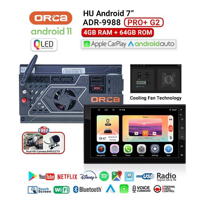 Promo Head Unit Android Auto Carplay 7 Inch Orca Adr-9988 Pro+ Plus