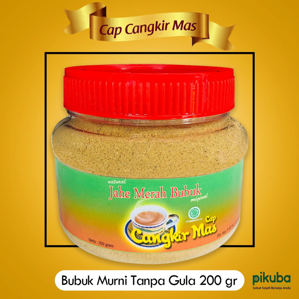 

Cangkir Mas Jahe Merah Bubuk Murni Tanpa Gula Tanpa Gawet Tanpa Pemanis Buatan (200 Gr)