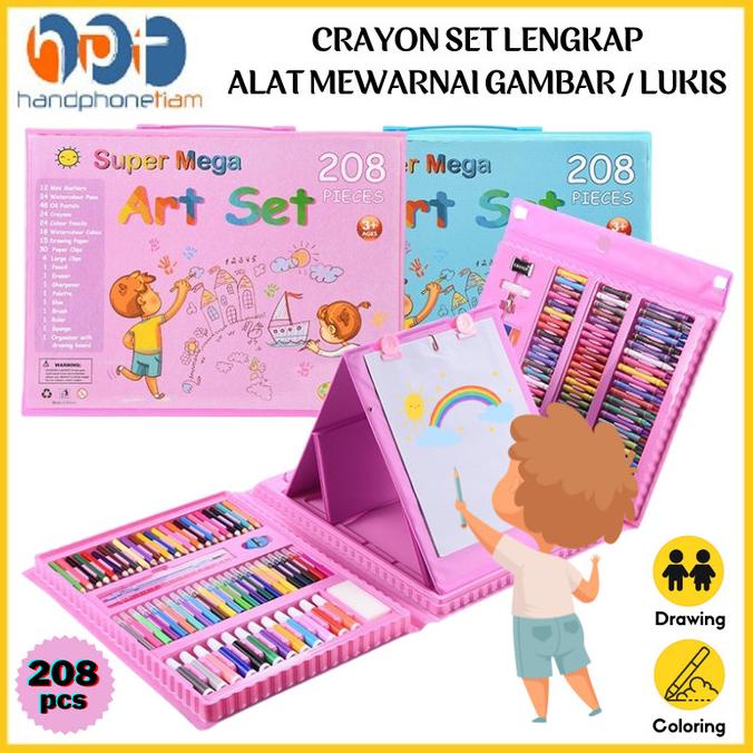 

Crayon Set 208 Pcs Pensil Warna Krayon Oil-Pastel Alat Mewarnai Gambar