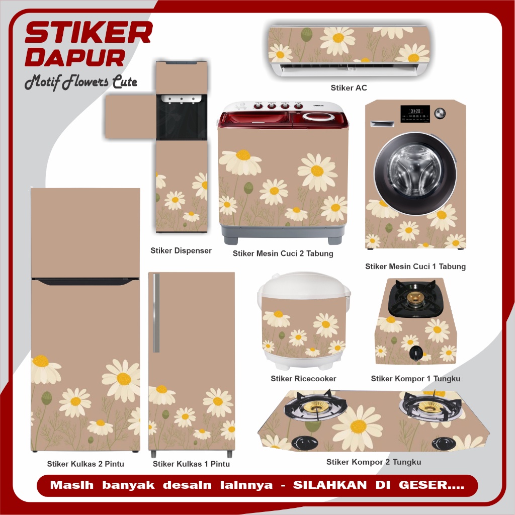 Stiker Kulkas Ac Kompor Mesin cuci Motif Bunga2 Cute 27 0.390982348911755