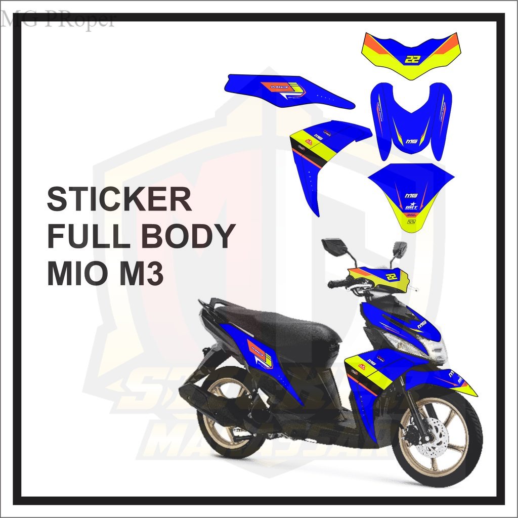Striping Decal Stiker MIO M3  Setriping    Seticker  Motor YAMAHA  MIO M3 Full Body  Garis Biru