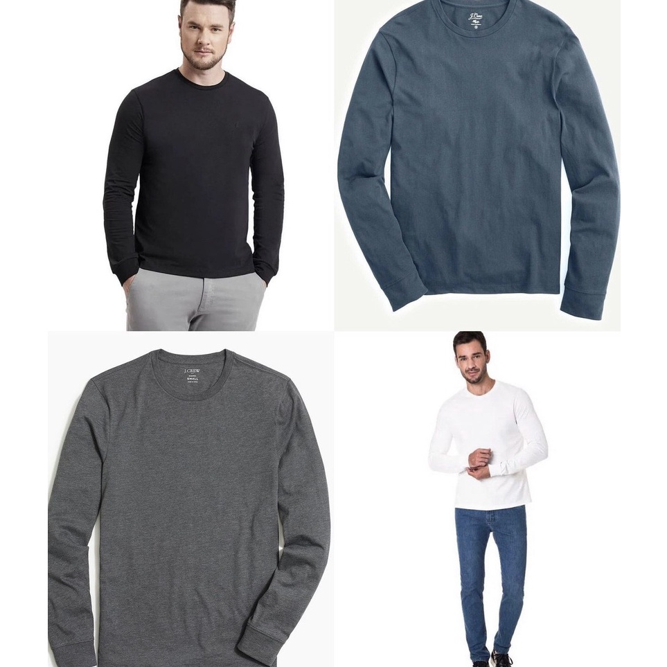 EKSKLUSIF  BONUS MINI GOLD  JCrew Longsleeve T-Shirt - Kaos Unisex Original Branded